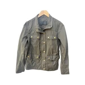 J Crew Womens Small Olive Green Utility Jacket Military Field Cotton